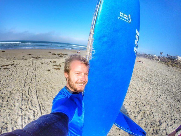 Surfing in San Diego, California
