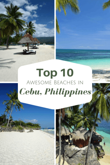 White beaches in Cebu with coconut trees
