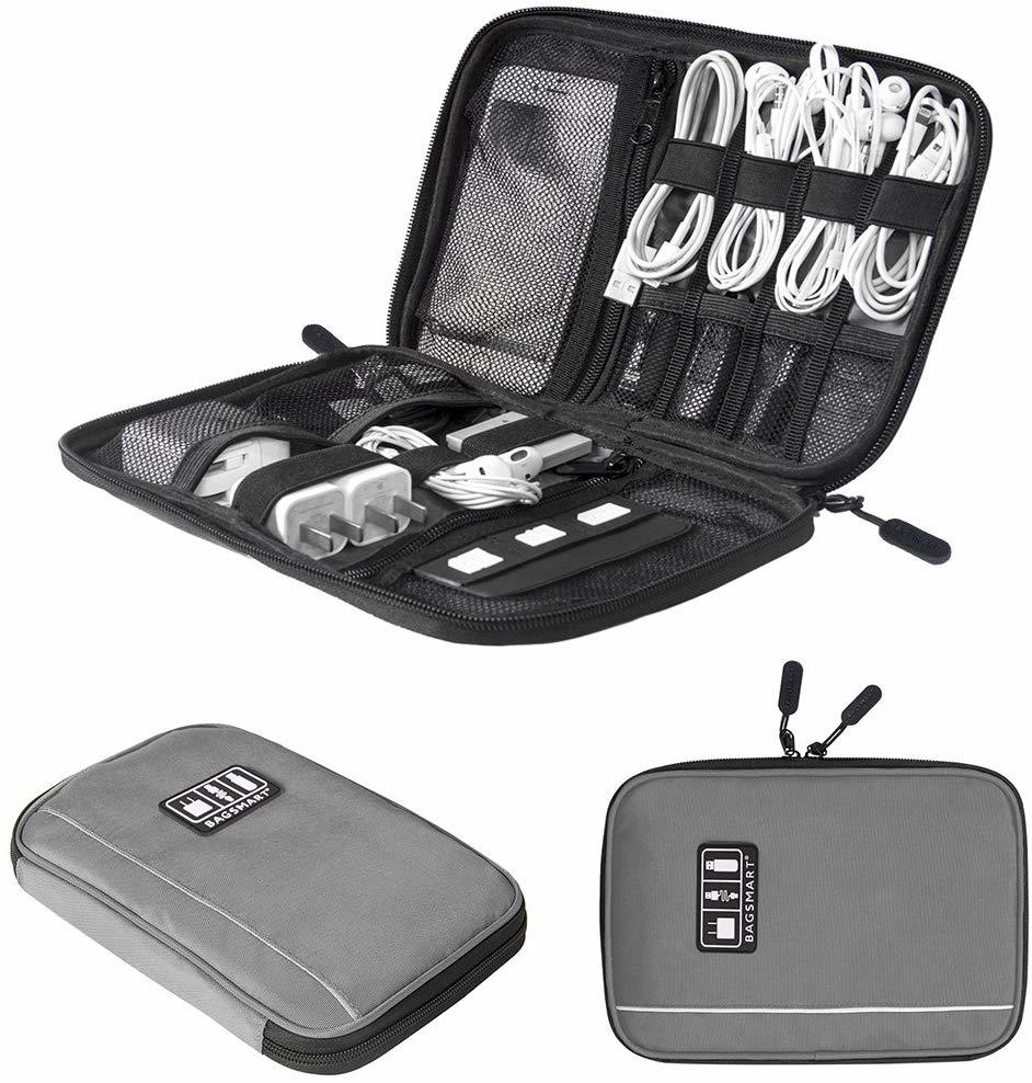 Cables OrgaWise Electronic Accessories Bag Travel Cable Organizer Three-Layer for iPad Mini Kindle Two-Layer-Black Hard Drives Chargers 