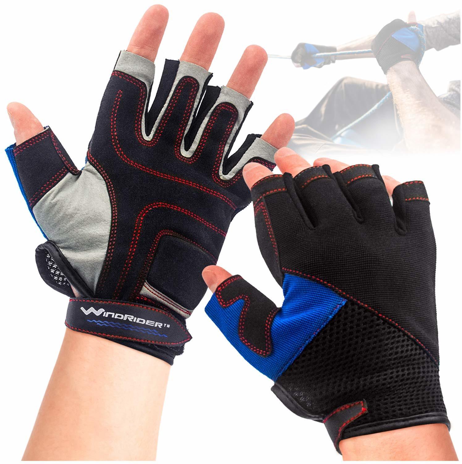 SCH NEW Thunderwear Leather Palms finger gloves size L Cycling Sailing 