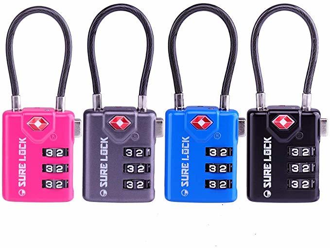 1-10 Pack Details about    Black Combination Padlocks TSA Approved Travel Package Lock lot 