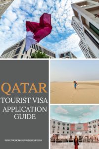 The flag, desert and tourist spot of Qatar