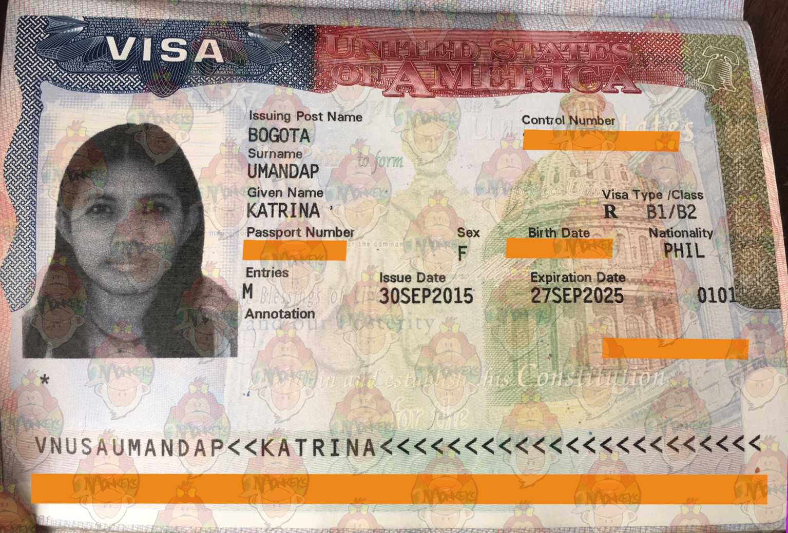 Where Can I Find The B1 B2 Visa Number On Border Crossing Card