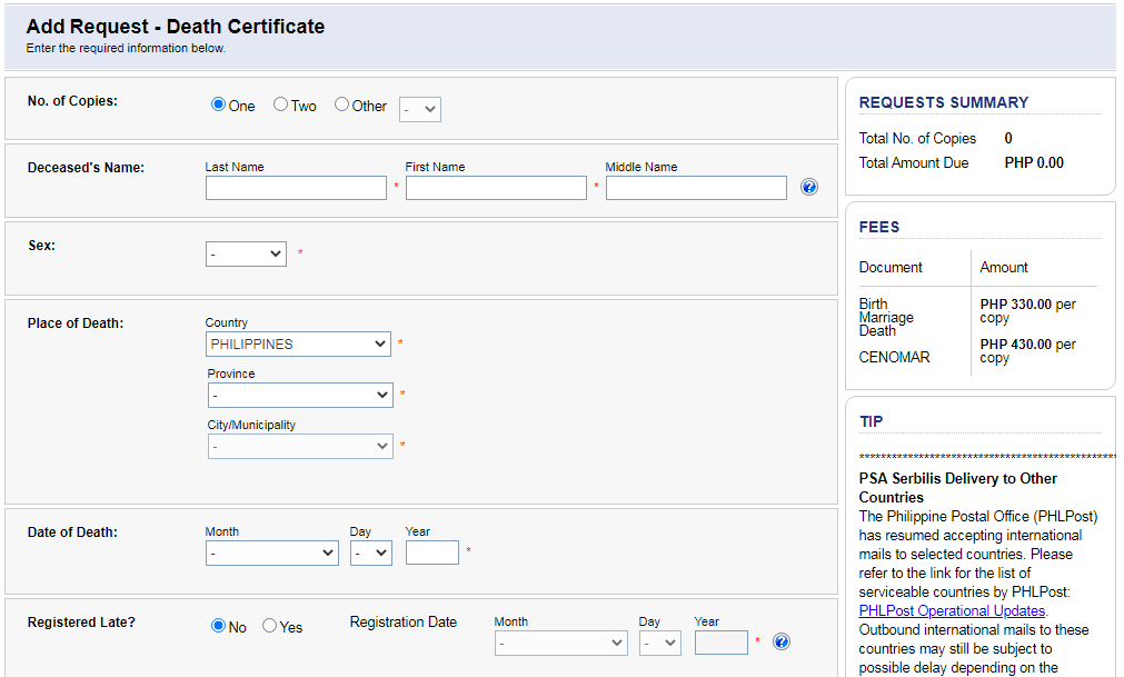 How to get a PSA Death Certificate (Walk-In or Online)