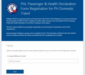 Philippine Airlines Passenger Profile and Health Declaration (PHHD) Form