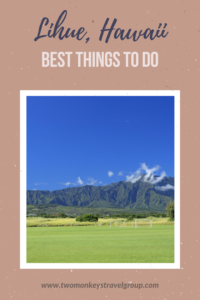 Blue skies above the mountains of Lihue, Hawaii