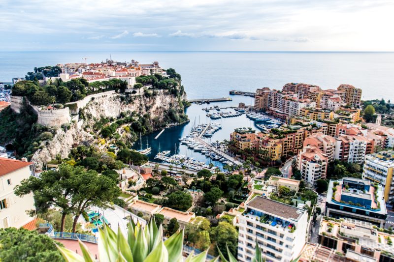 Coastal town on rocky cliffs