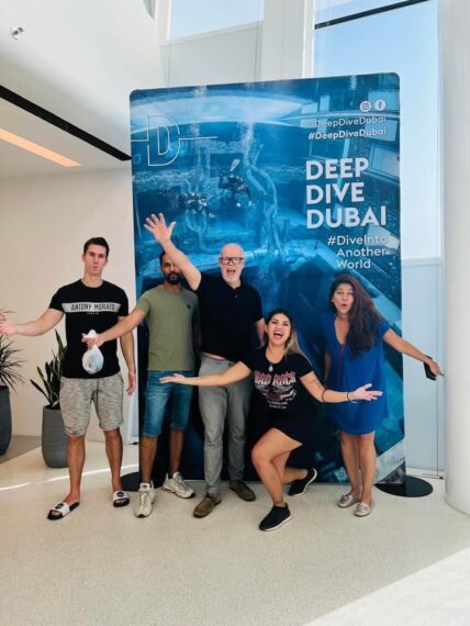 Kach with her friends at Deep Dive Dubai