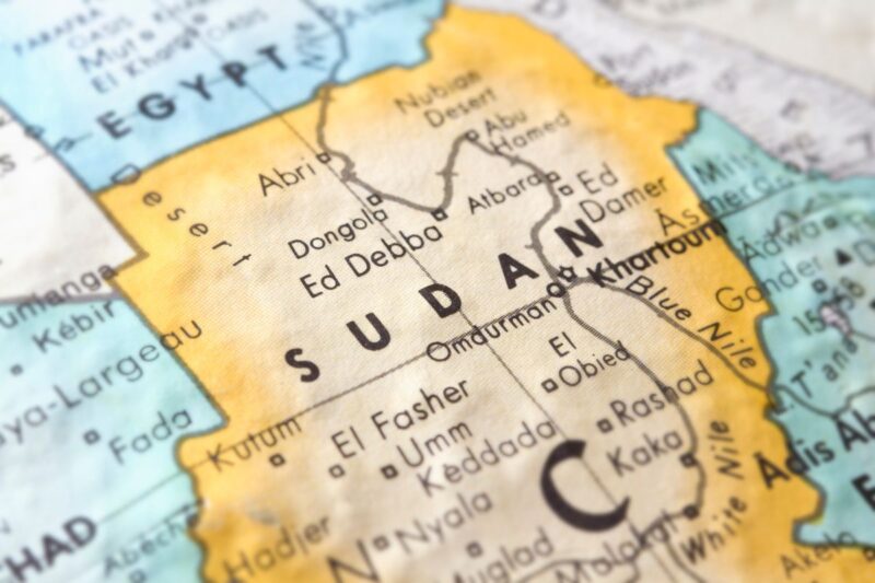 A map showing the lands and places in Sudan