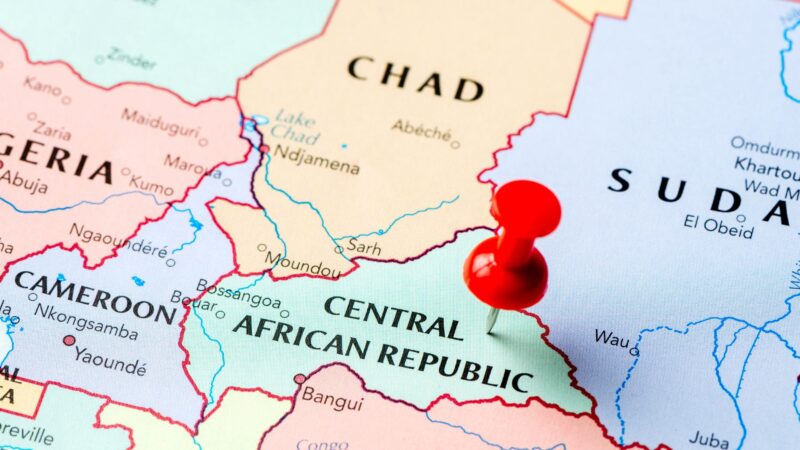 Marking Central African Republic on the map