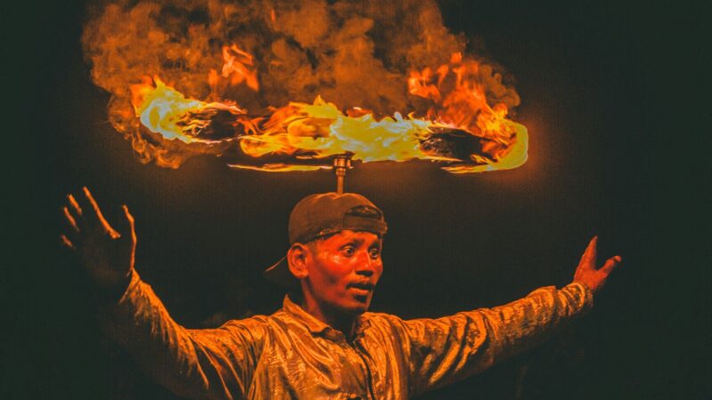 A man with a fiery ring on his head