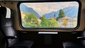 Sitting inside a train traveling through Europe