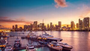 Sunset at the beautiful landscape of Miami