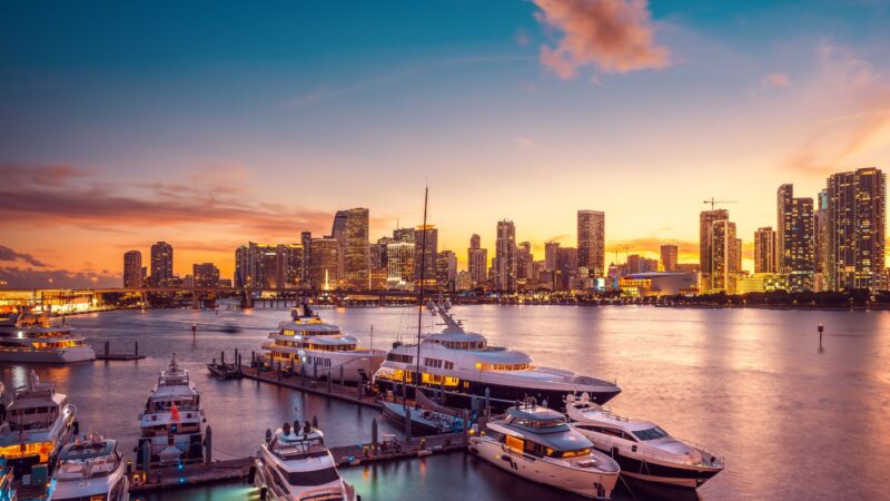 Sunset at the beautiful landscape of Miami