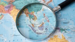 Asian countries on a map