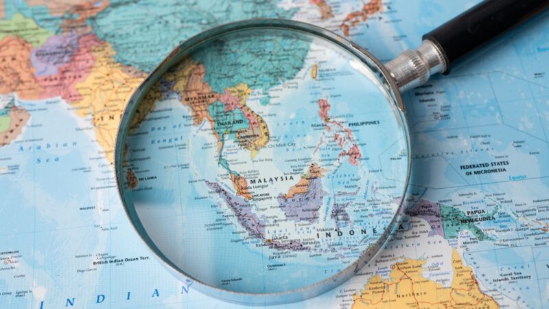Asian countries on a map