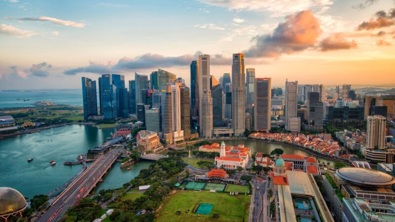 A big city with tall buildings