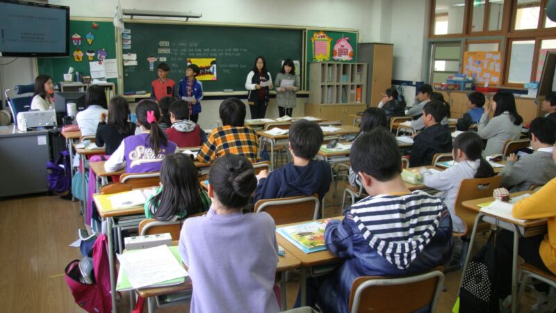 Students participating in class